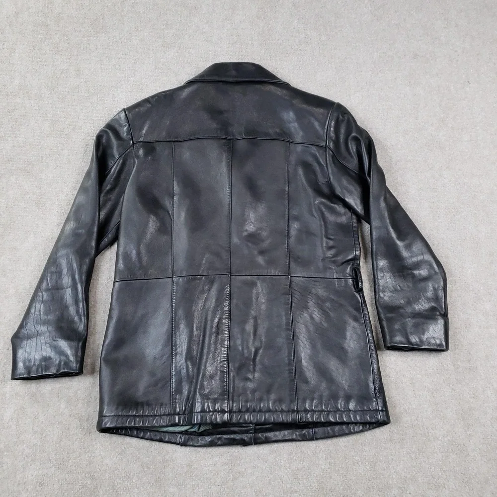 Adler Collection Jacket Womens Medium Black‎ Leather Lambskin Button Car Coat